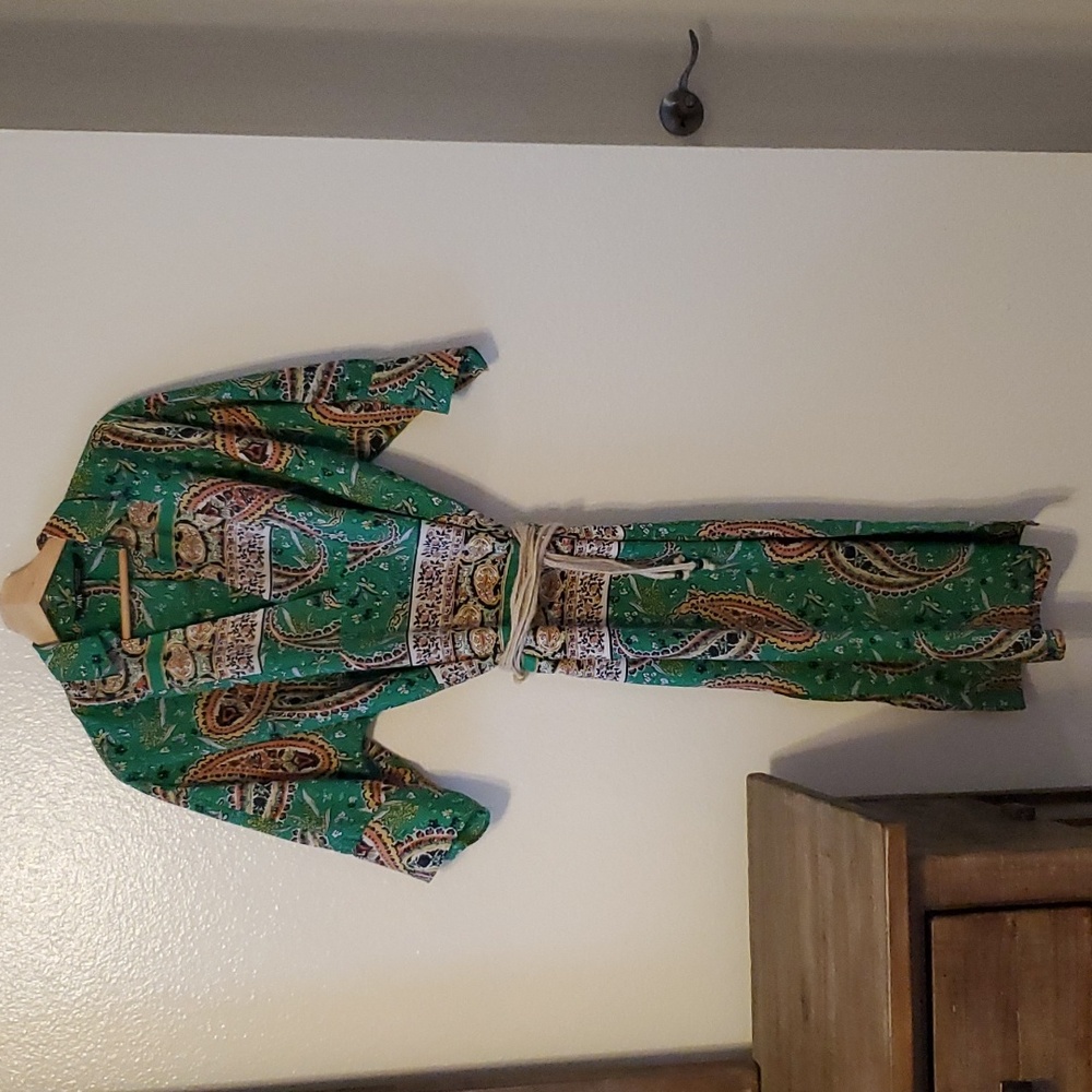 Zara green paisley dress size xs